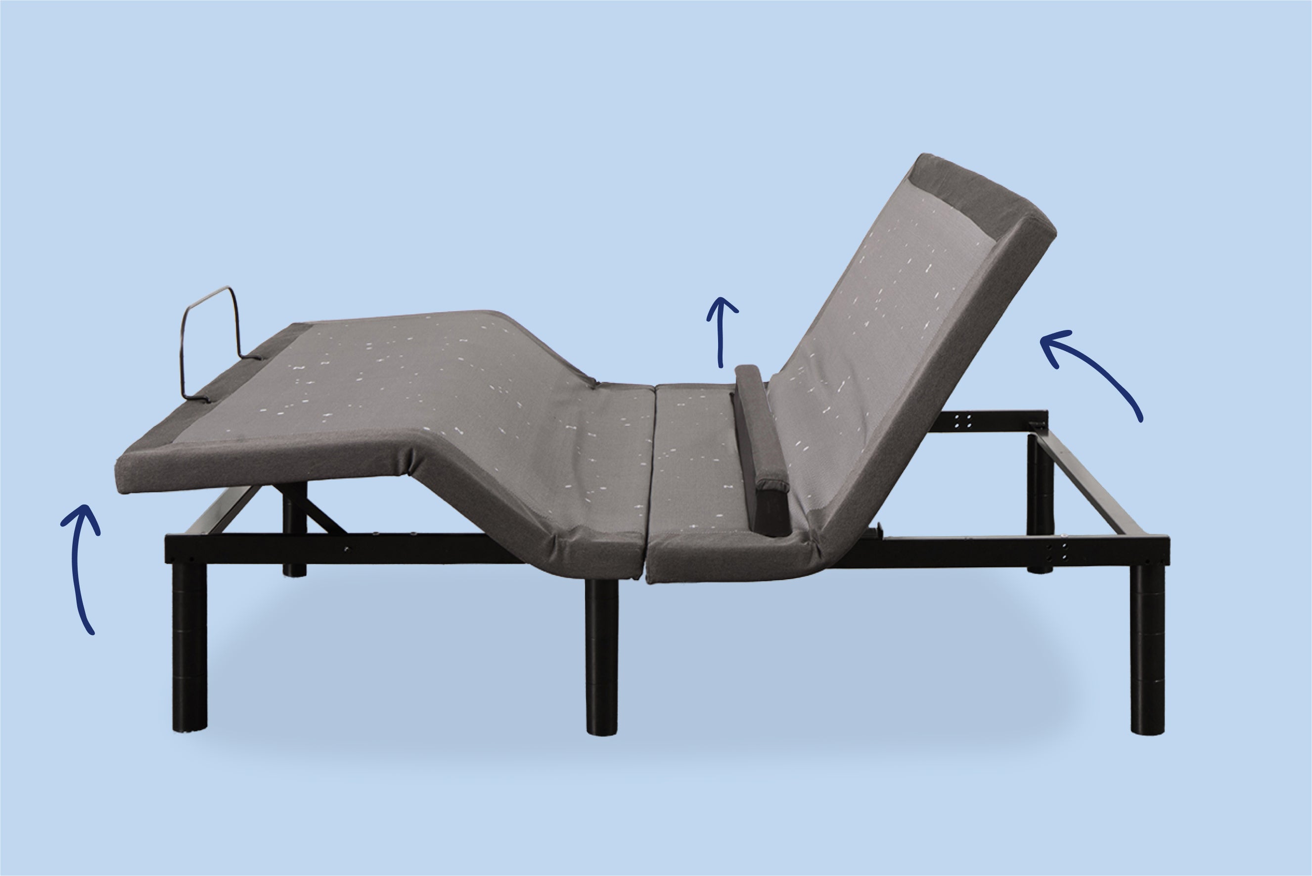 Adjustable Base Pro with arrows indicating direction that head and foot of frame can move
