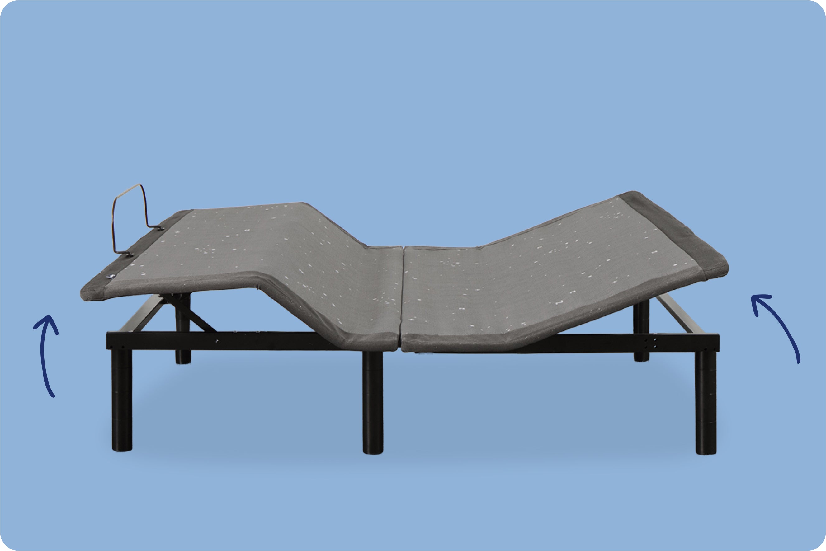 Adjustable Base with arrows indicating direction that head and foot of frame can move