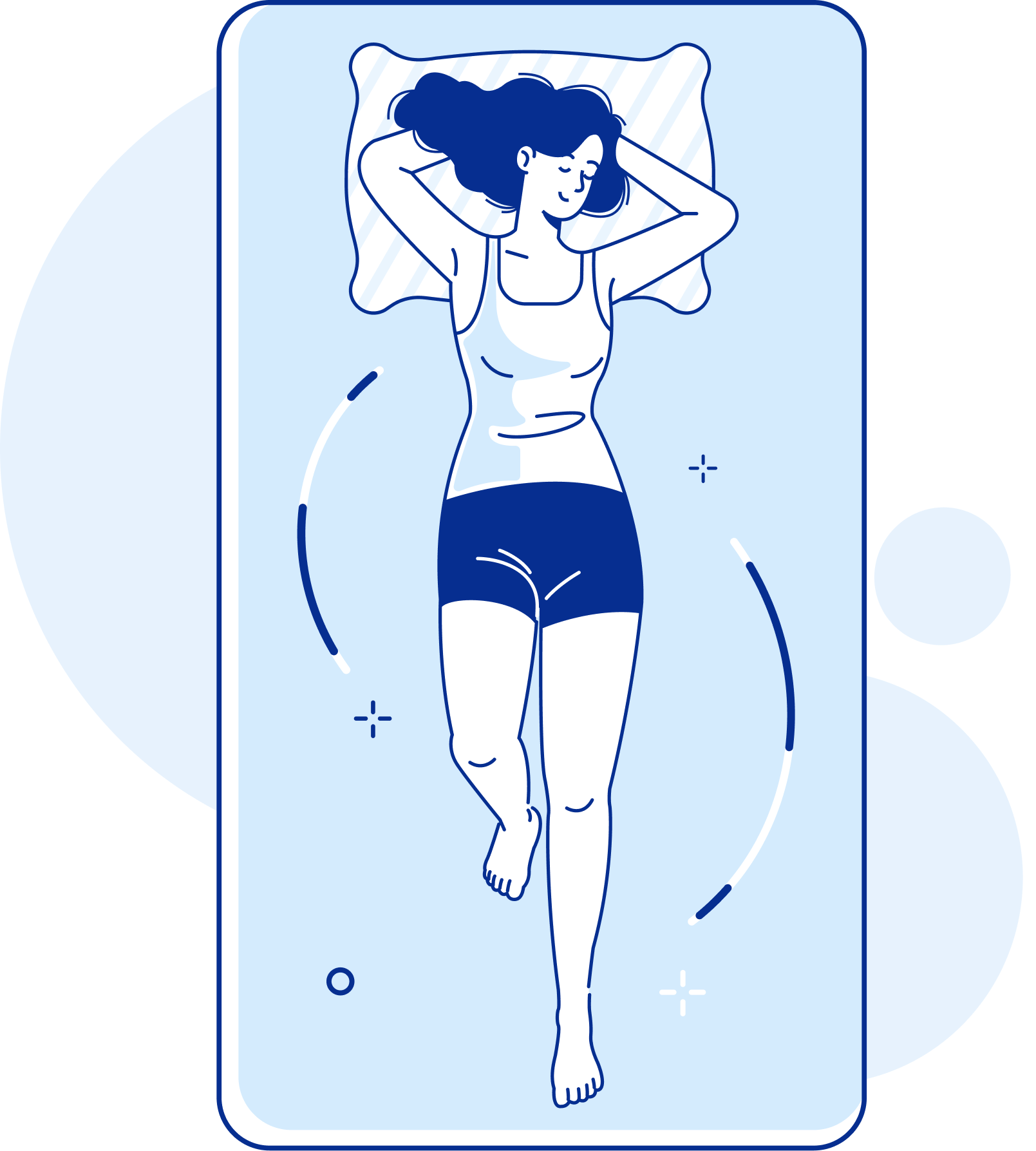 illustration of a woman lying on a bed as a back sleeper