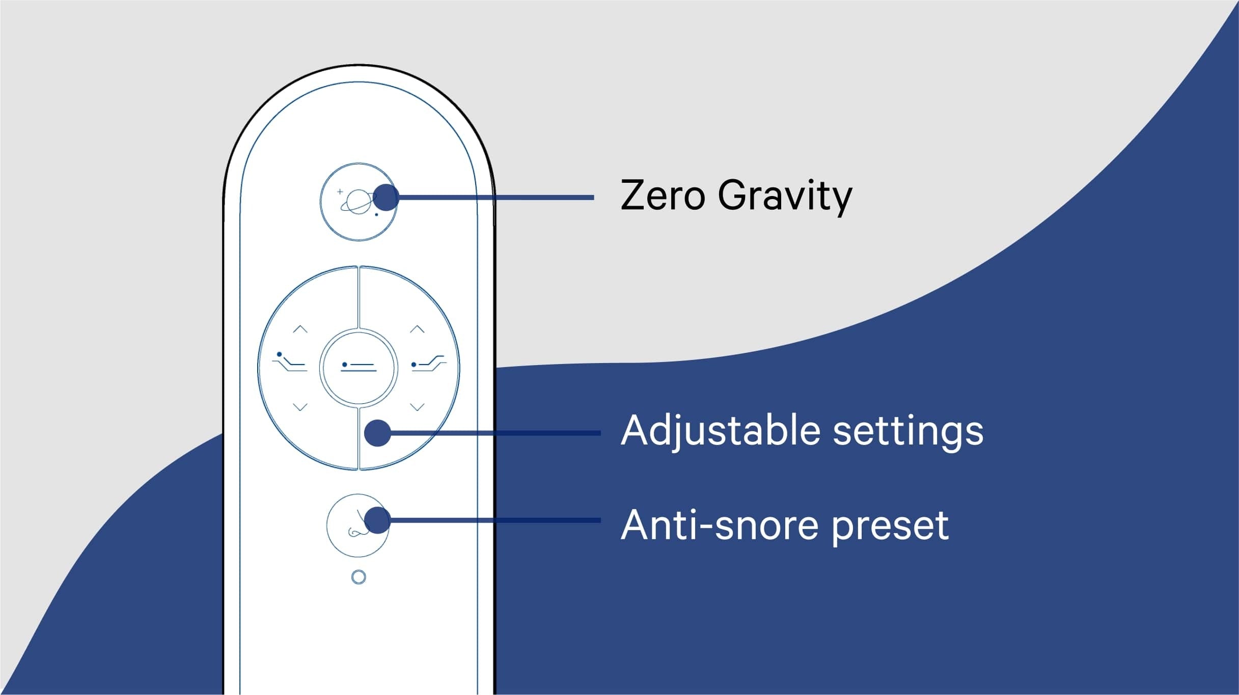 Graphic of the remote control and some of its customizable settings