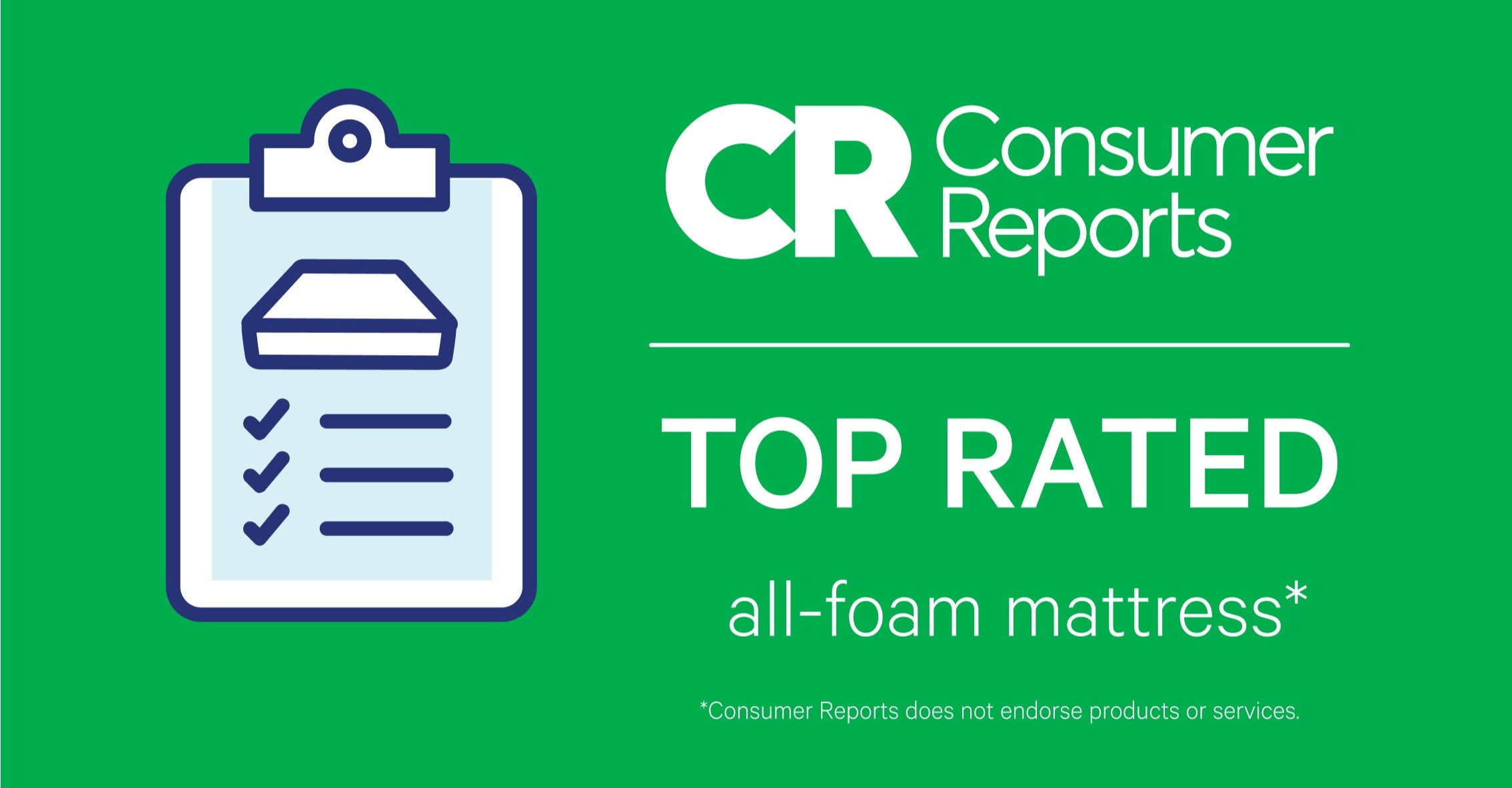 Consumer Reports. Top Rated all-foam mattress. Consumer Reports does not endorse products or services.