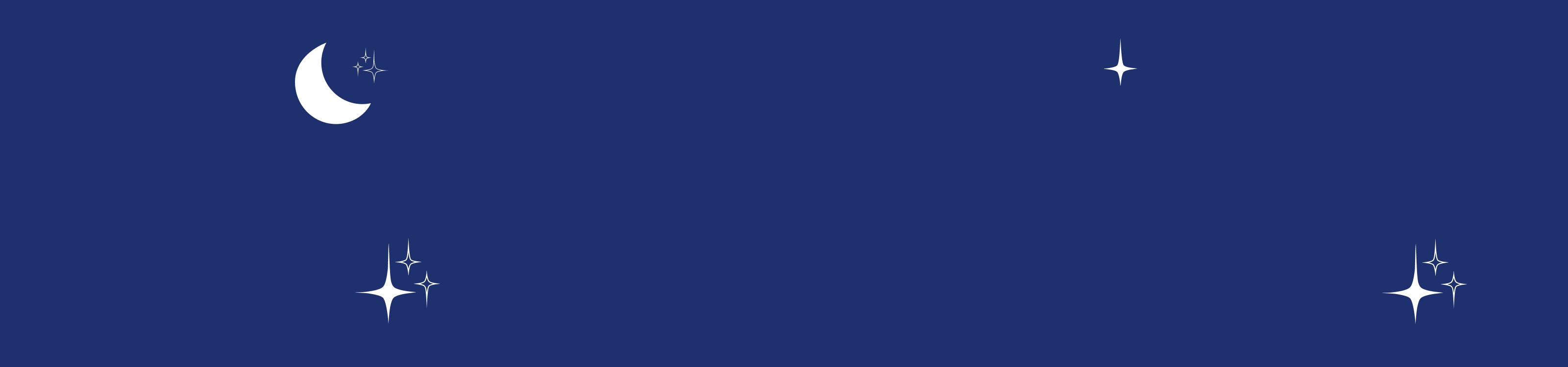 White stars and moon on a dark blue background