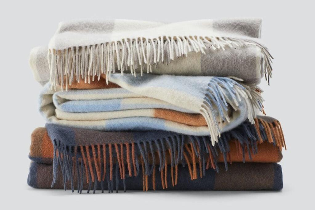 Wool Plaid Throw Blanket