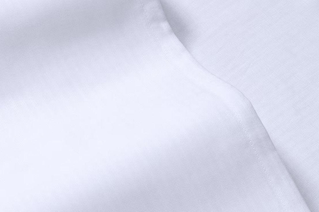 Close-up of hyperlite pillowcase fabric, white