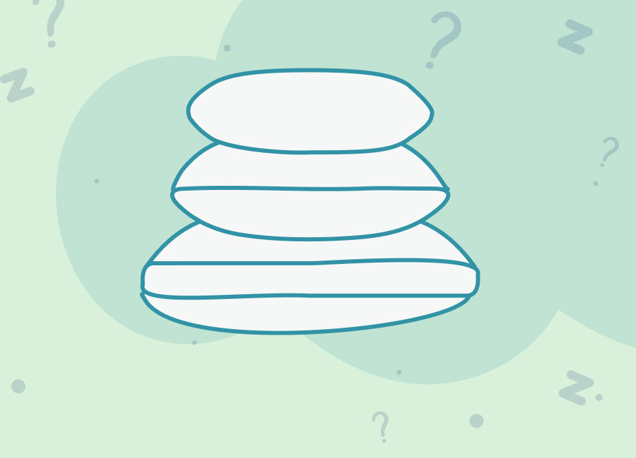An illustration of three pillows stacked on top of each other.