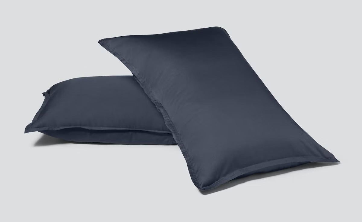 Percale shams, indigo