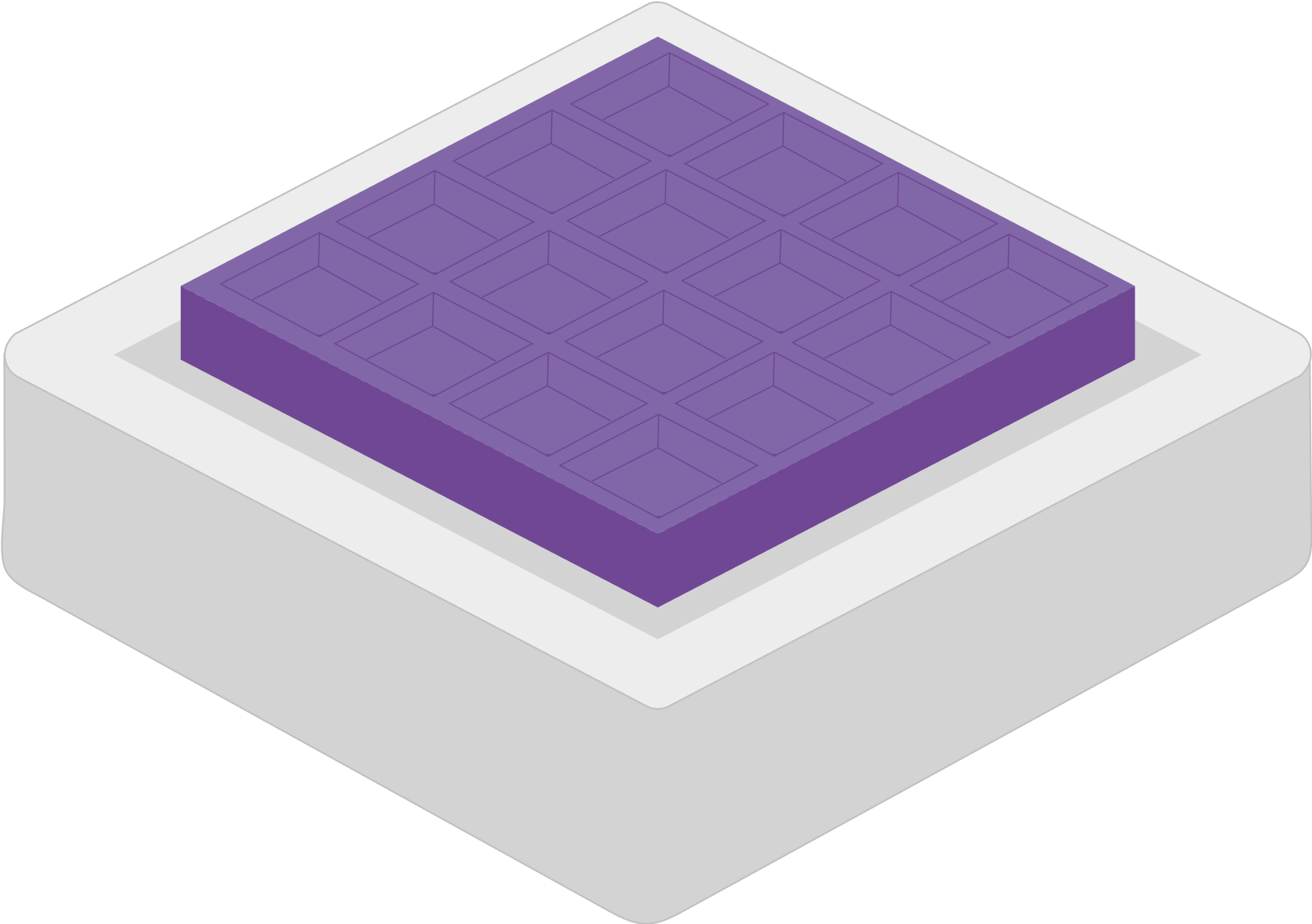 A computer-animated image of what Purple's square grid inside the mattresses looks like.