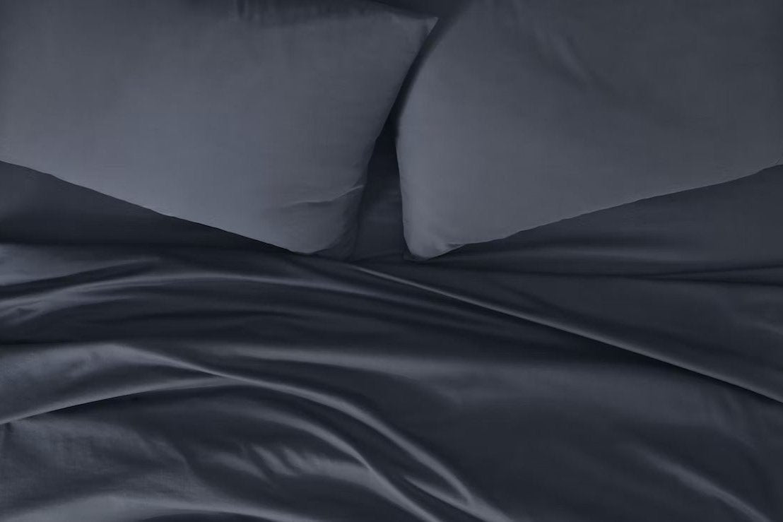 Close-up of SuperSoft sheets, indigo