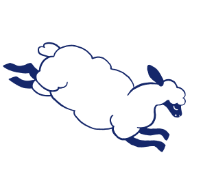 Blue outline of a sheep on a white background