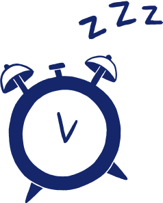 Nap sign with an alarm clock and 'ZZZ' text on a white background