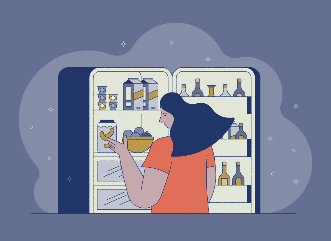 Illustration of woman looking in fridge