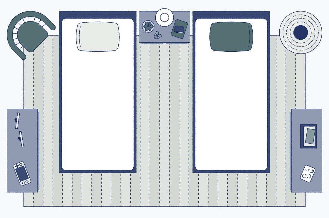Illistration showing single vs twin bed