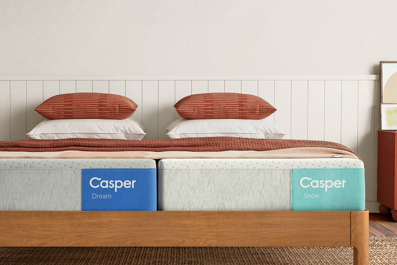 Split King bed with Casper's Dream and Snow mattresses