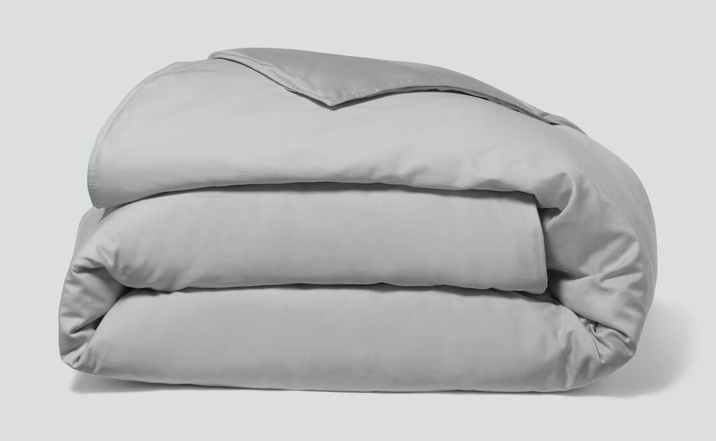 Sateen Duvet Cover, gray, folded