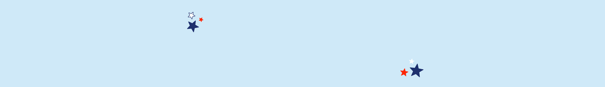 Small red, white, and blue stars on a light blue background