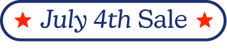 Promotional banner for July 4th Sale with red stars