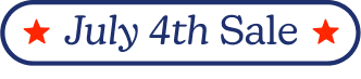 Promotional banner for July 4th Sale with red stars