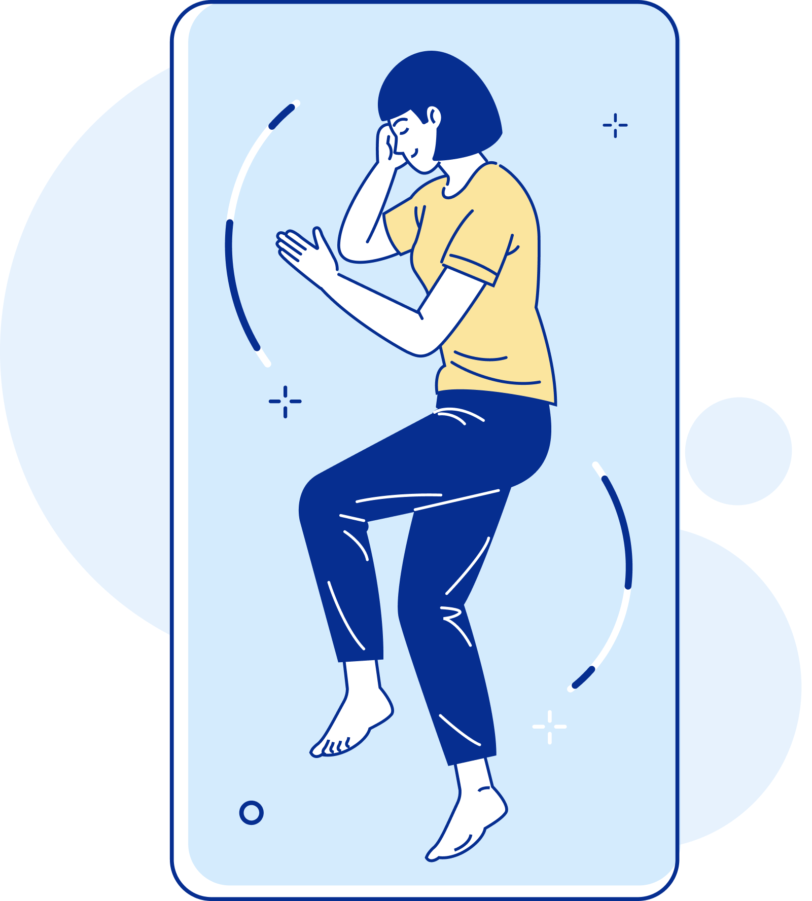 A stylized illustration of a person laying down comfortably.