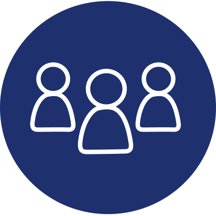 Icon with abstract illustration of three persons or people in general