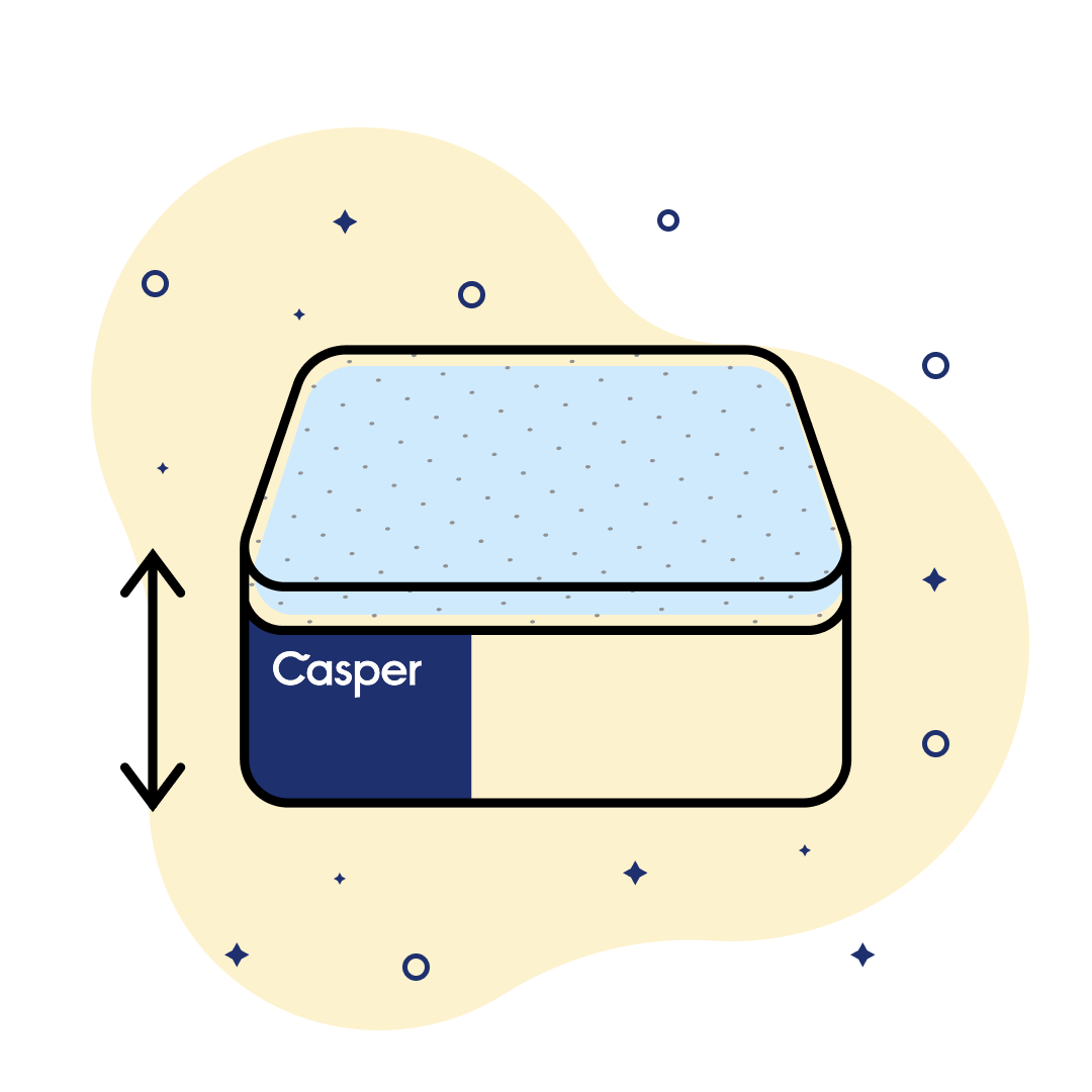 Illustration of a Casper mattress on a beige background
