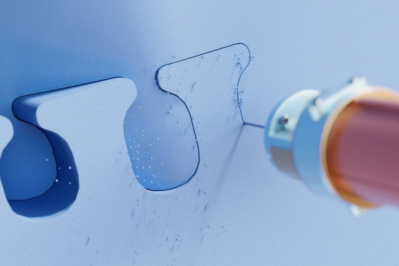 Close-up of a component of the mattress being manufactured with tools.
