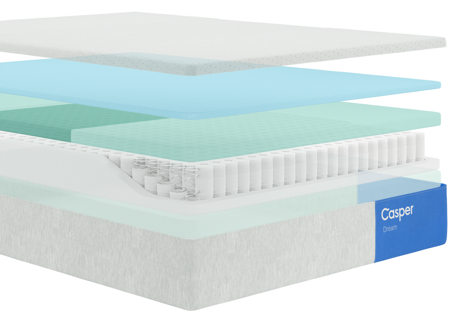 Exploded view of the inner layers of Casper's Dream mattress