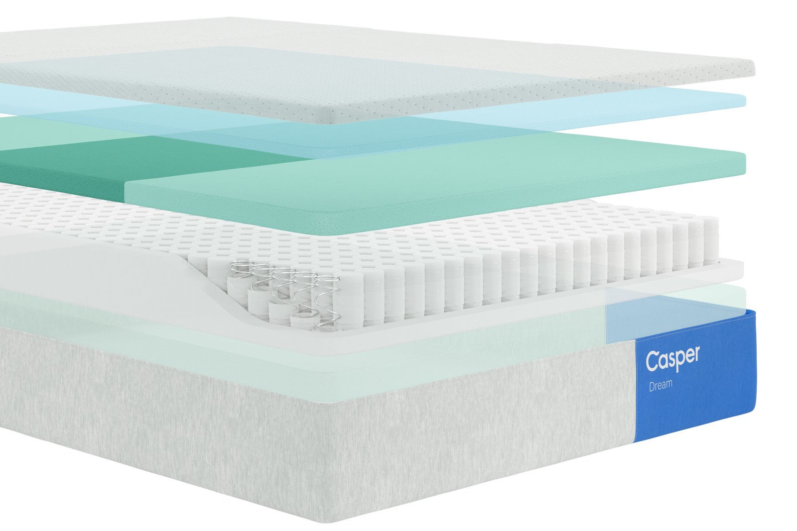 Exploded view of the inner layers of Casper's Dream mattress