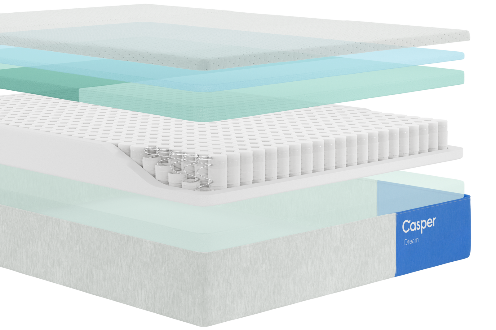 Exploded view of the inner layers of Casper's Dream mattress