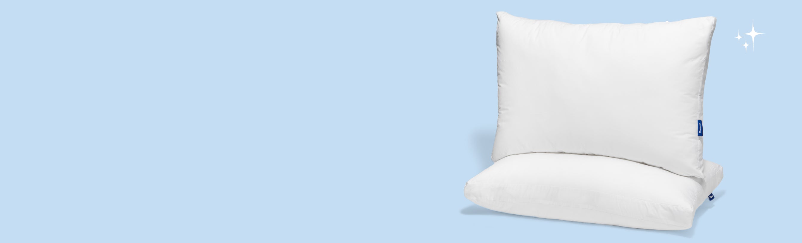 Two pillows against a light blue background