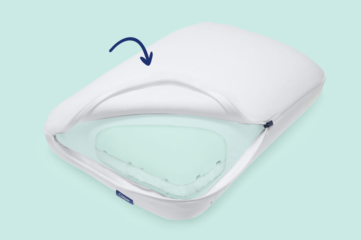 Graphic illustration of the layers and features of the Hybrid Pillow