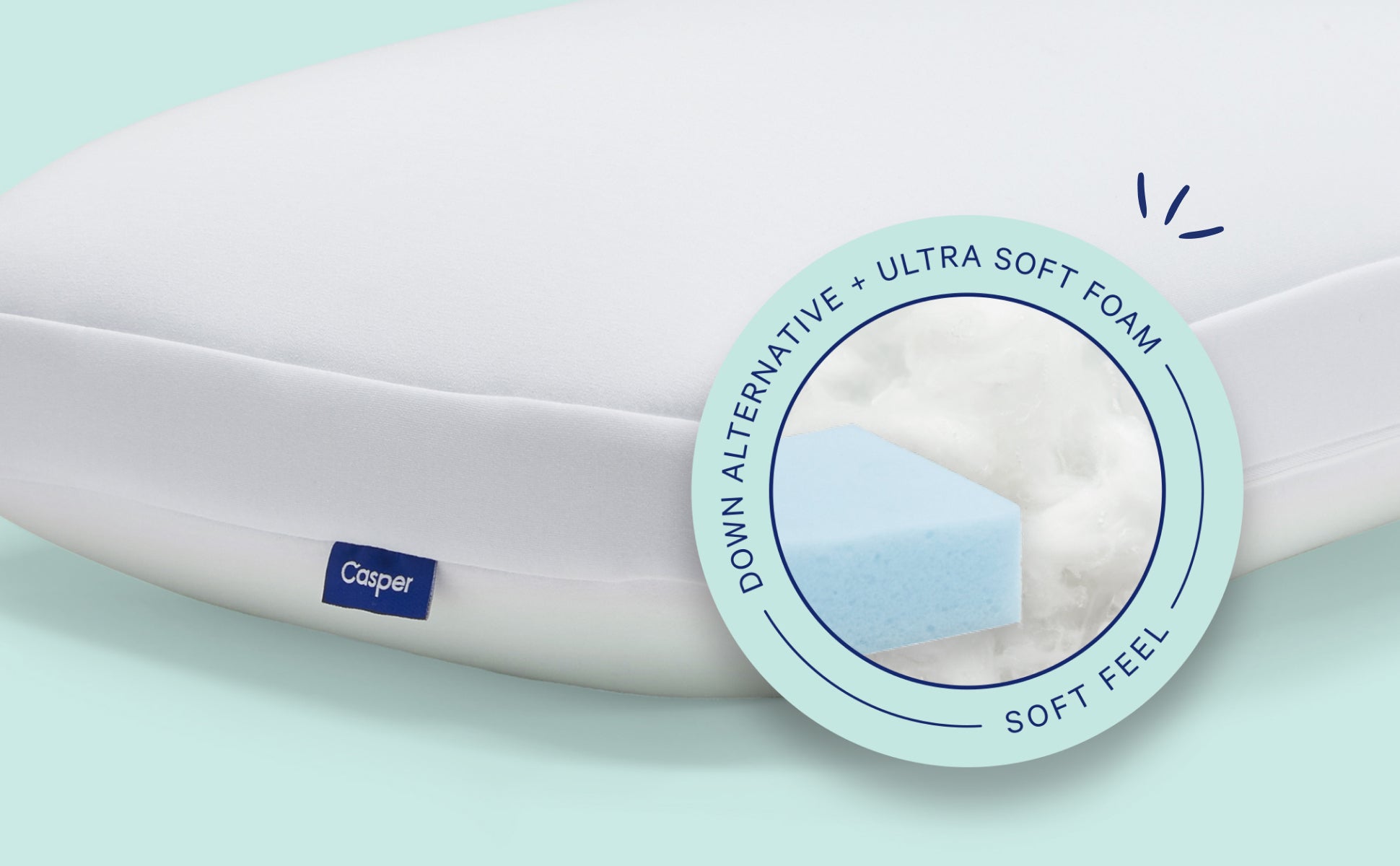 Down Alternative + Ultra soft foam. Soft feel.