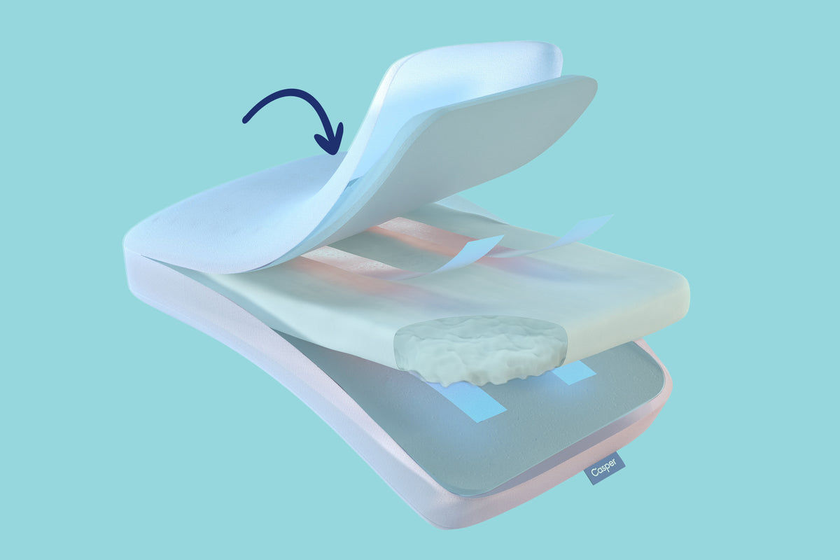 Graphic illustration of the layers and features of the Hybrid Snow Pillow