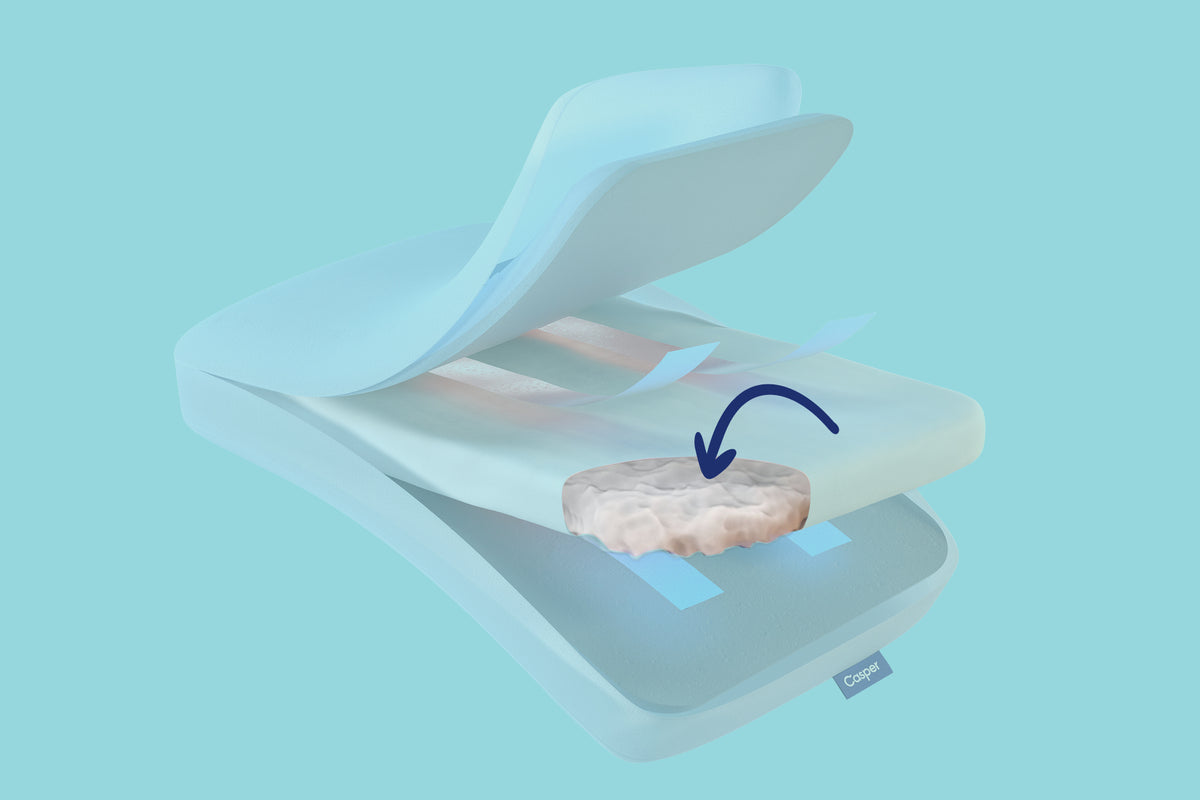 Graphic illustration of the layers and features of the Hybrid Snow Pillow