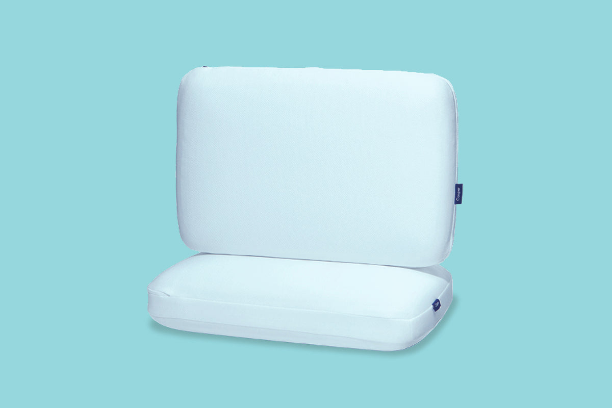 Hybrid Snow Pillow Double Pack against a turquoise background