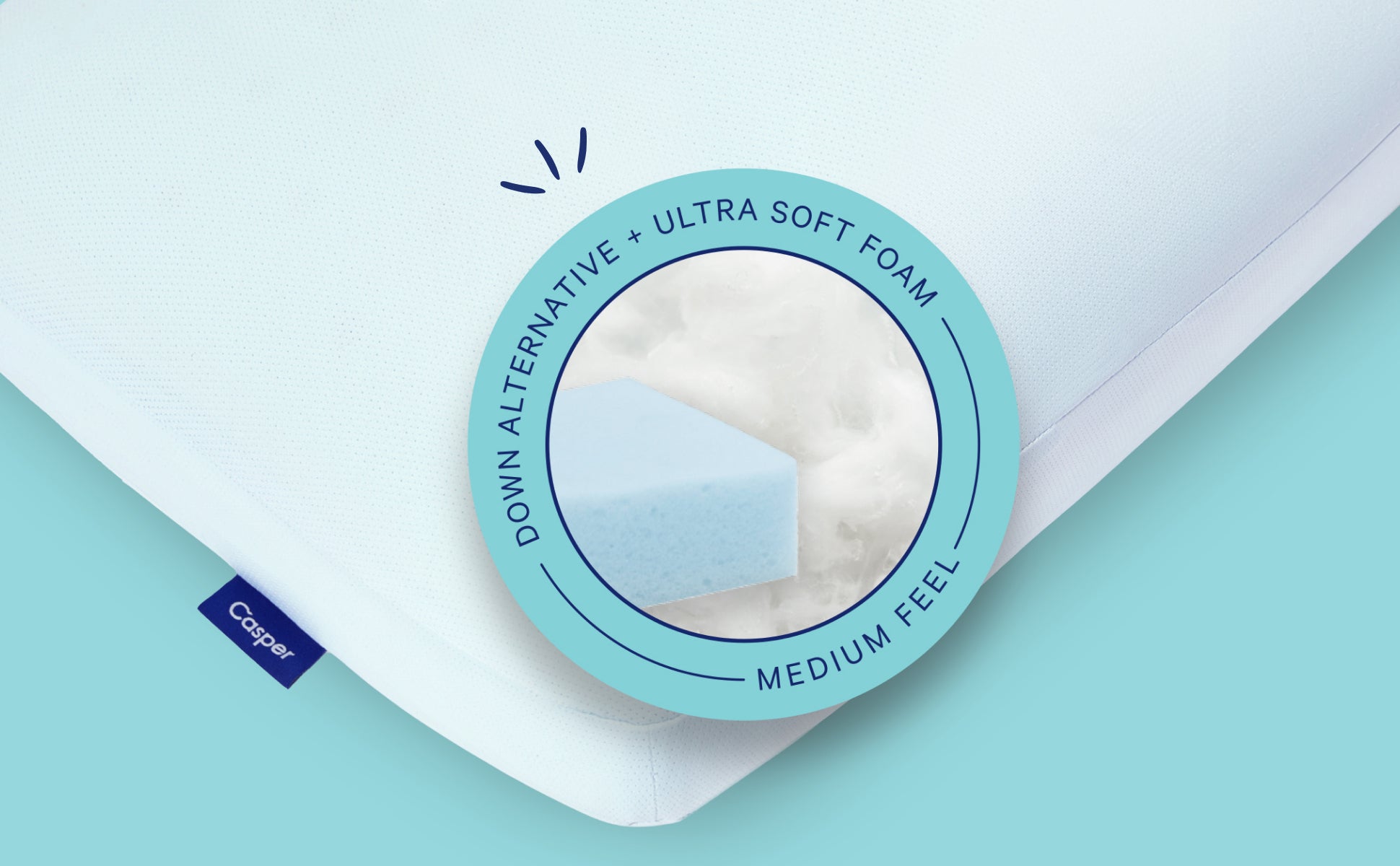 Down alternative + ultra soft foam. Medium feel.