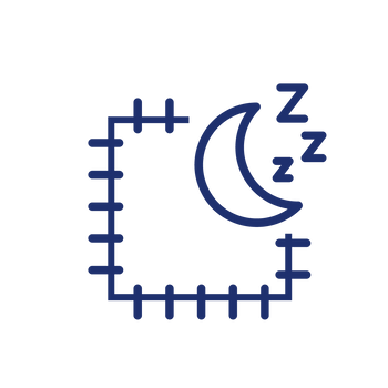 Icon of perimeter of bed with moon and zzz's