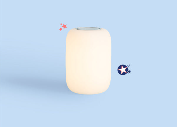 Photograph of the Casper Glow Light against a light blue background.