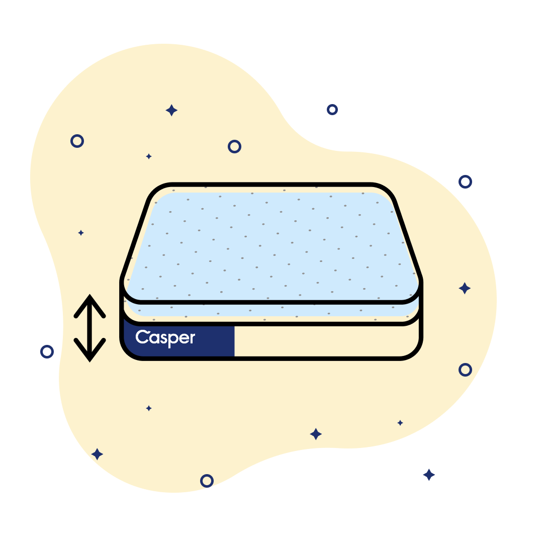 Illustration of a Casper mattress on a beige background