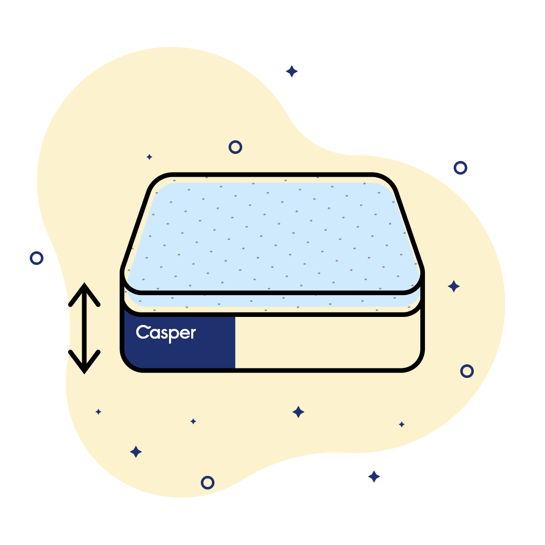 Illustration of a Casper mattress on a beige background