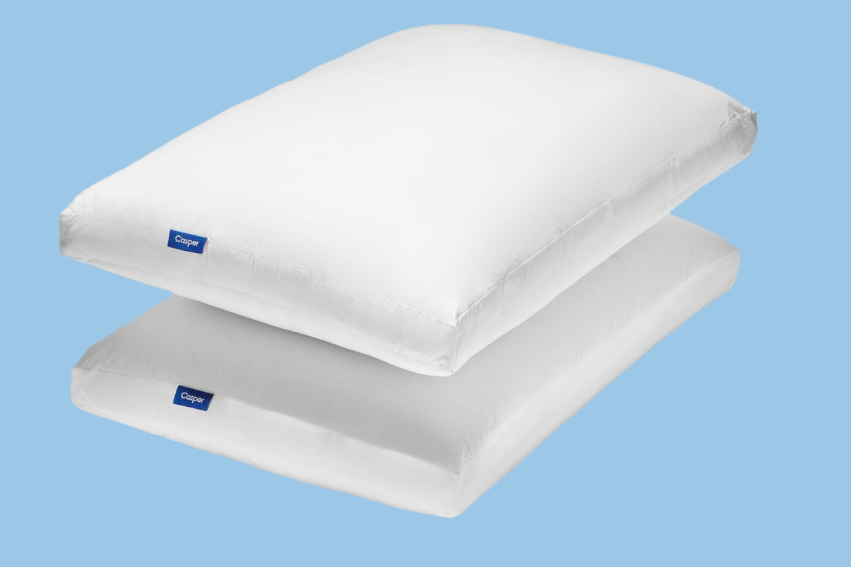 Casper's Original Pillow Double Pack against a light blue background