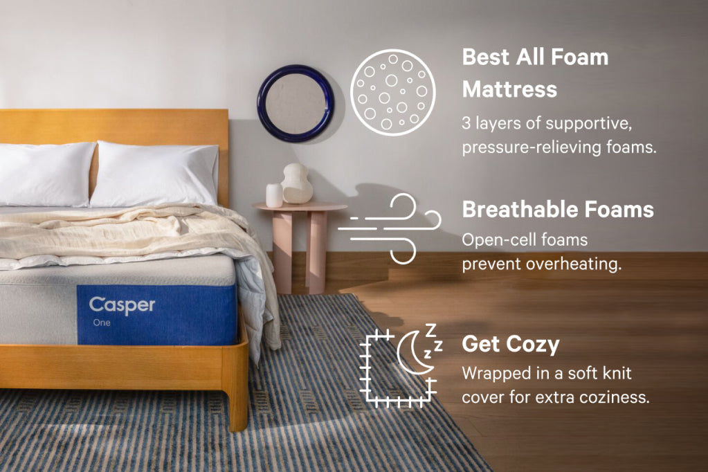 The One mattress is our best all foam mattress with 3 layers of supportive pressure-relieving foams. Get cozy with our soft knit cover and breathable open-cell foams that prevent overheating.