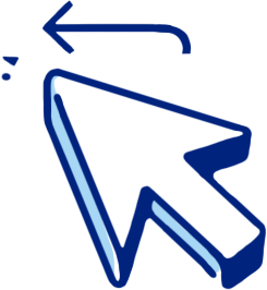 Blue arrow icon with left-pointing arrow on a white background